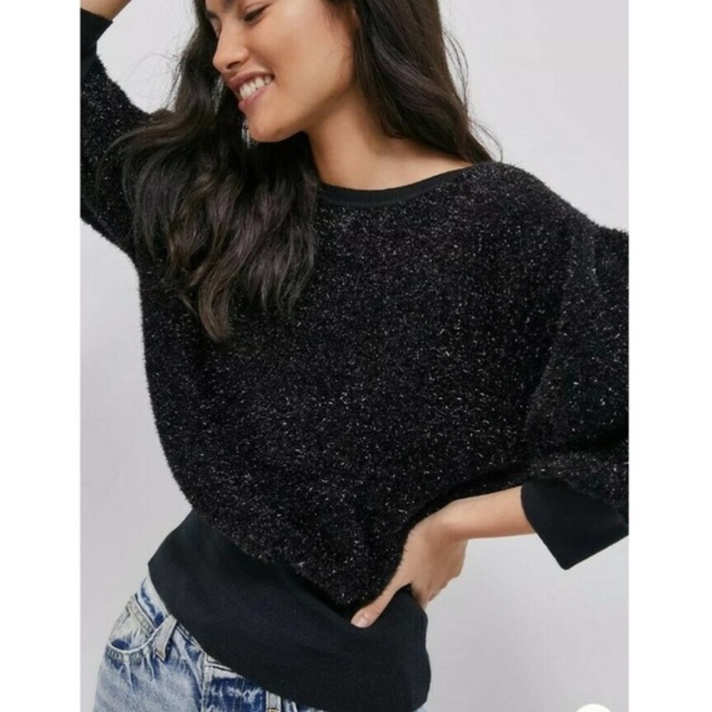 Anthropologie Maeve Pamela Tinsel Shimmer Sweater